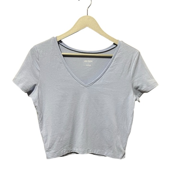 Wild Fable Light Blue V-Neck Crop Top – Size Large - Picture 1 of 4